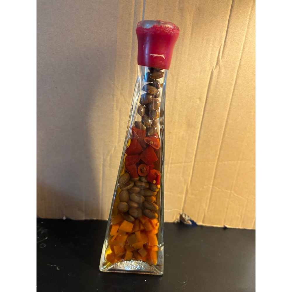 Vintage Vinegar Infused Decorative 12" Glass Bottle Filled With Vegetables